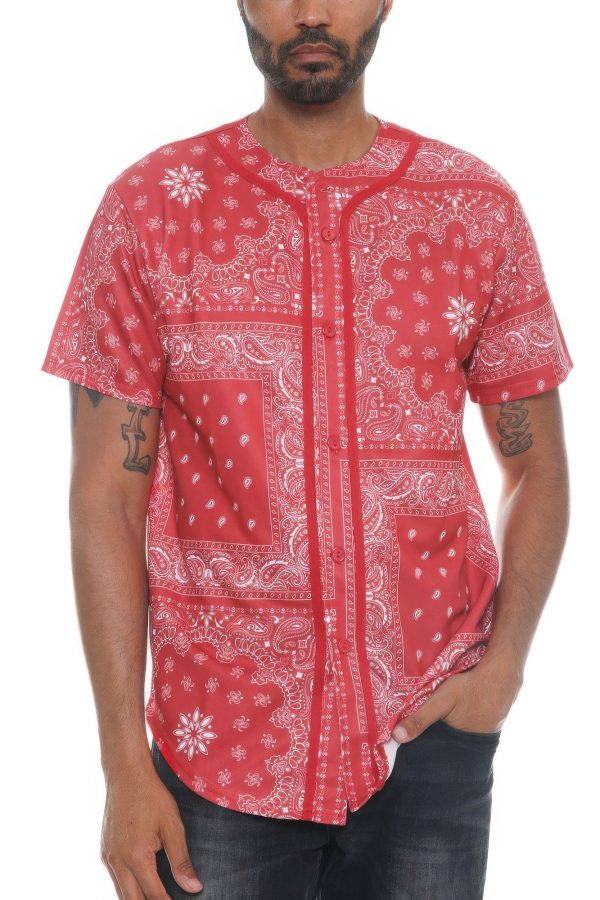 Bandana Print Baseball Jersey Online Sale