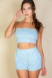 Simple Solid Color Tube Top And Shorts Two Piece Set Online Hot Sale