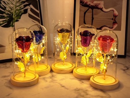 Valentines Day Gift  For Girlfriend Eternal Rose Flowers LED Light In Glass Cover Day Wedding Decoration Favors Mother Day Female Gift  Gift Cheap