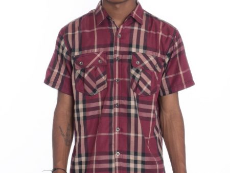 Men s Casual Short Sleeve Checker Shirts Sale