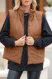 Pocketed Zip Up Turtleneck Vest Coat Discount