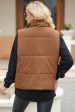 Pocketed Zip Up Turtleneck Vest Coat Discount