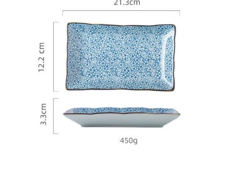 Hekou Sushi Plate Rectangle Plate Ceramic Creative Household Fish Plate Long Plate Irregular Plate Hot on Sale