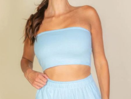 Simple Solid Color Tube Top And Shorts Two Piece Set Online Hot Sale