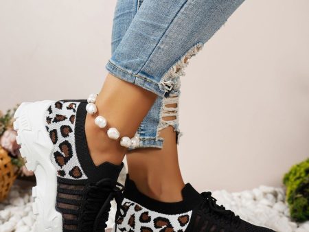 Cutout Leopard Lace Up Mesh Athletic For Discount