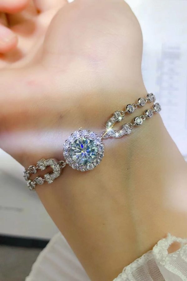 2 Carat Moissanite Double-Layered Bracelet For Sale