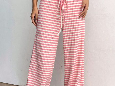 Tied Striped Wide Leg Pants Online Hot Sale