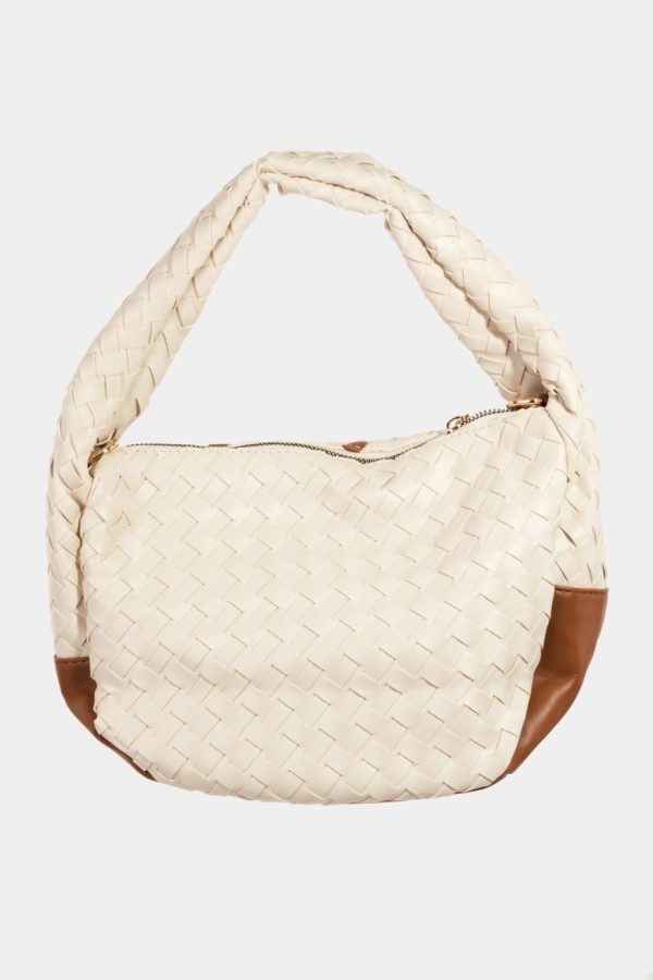 Fame Tassel Detail Weave Semi Circle Bag on Sale