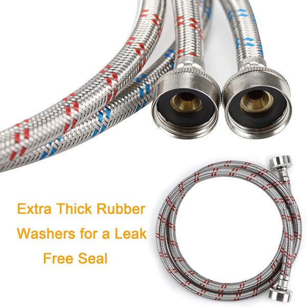 Washing Machine Hoses 90-Degree Elbows 6Ft Long Stainless Steel Hot & Cold For Cheap