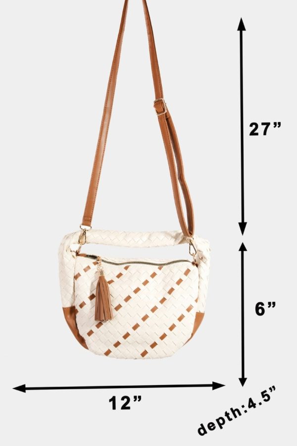 Fame Tassel Detail Weave Semi Circle Bag on Sale